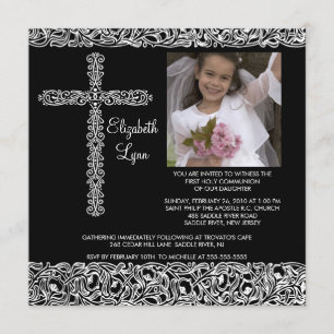 Vintages QuerFoto-erste Kommunion Inviation Einladung