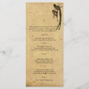 Vintages Quetzal Bird Elegante Wedding Menu Menükarte