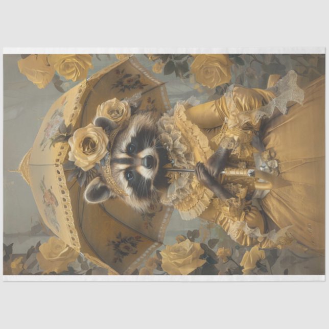 Vintages Raccoon Charming Lady Raccoon Dekoupage Seidenpapier (Vorderseite)