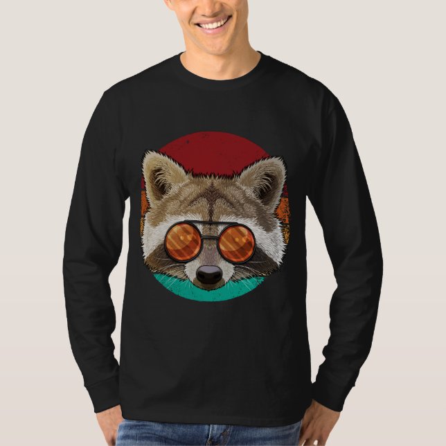 Vintages Raccoon-Gesicht Tierwelt Retro Tierreich T-Shirt (Vorderseite)