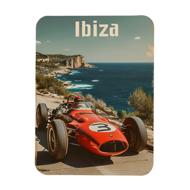 Vintages Racing Car in Ibiza Magnet (Vertikal)