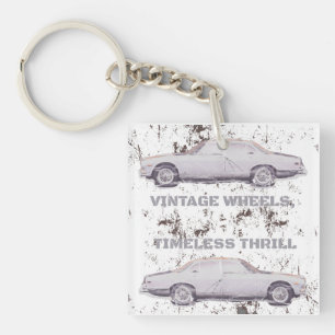 Vintages Rad, zeitloser Rad - Retro-Auto und Motor Schlüsselanhänger