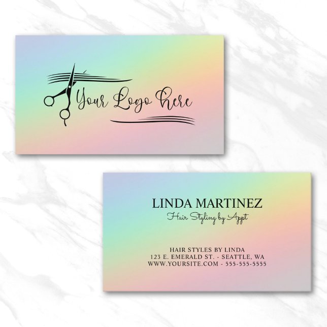 Vintages Rainbow Holographic Gradient Logo Visitenkarte (Vintage Rainbow Holographic Gradient Logo Business Card)