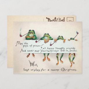 Vintages Rauchen Froschfrösche Weihnachten Postkar Postkarte