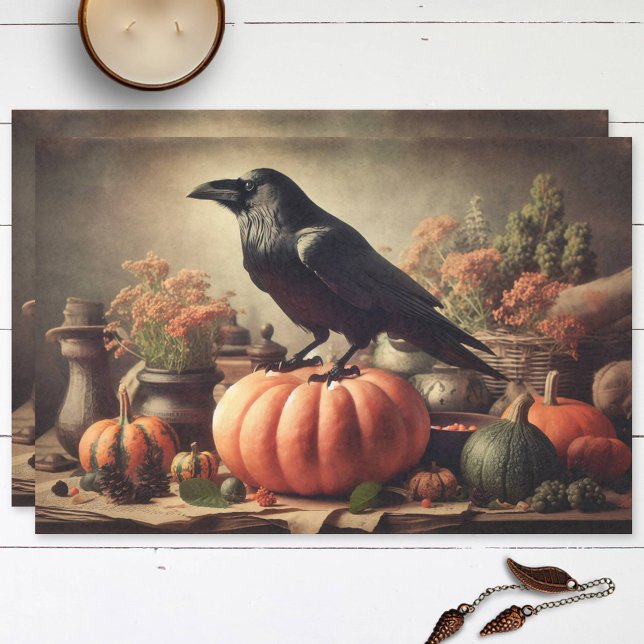 Vintages Raven Foto Gothic Halloween Decoupage Seidenpapier (Von Creator hochgeladen)