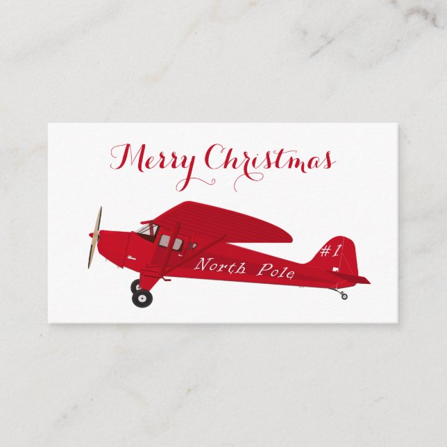Vintages Red Airplane Frohe Weihnachtsgeschenke Ta Begleitkarte (Vorderseite)