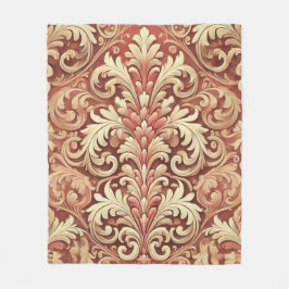 Vintages Red and Gold Damask Muster Fleecedecke