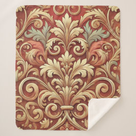 Vintages Red and Gold Damask Muster Sherpadecke