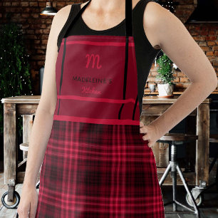 Vintages Red Black Tartan Monogram Mama Oma Gift Schürze