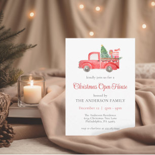 Vintages Red Christmas Truck Open House Party Mitteilungskarte