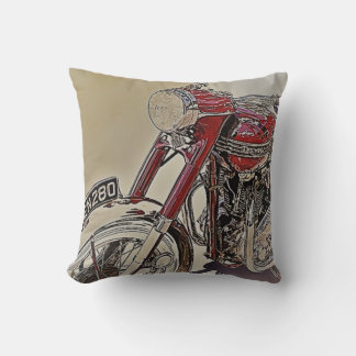 Vintages Red & Chrome Motorrad Kissen