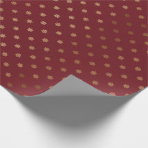 Vintages Red Holiday Gold Snowflakes Packpapier