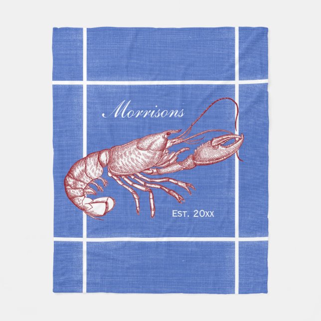 Vintages Red Lobster Custom Beach House Fleecedecke (Vorderseite)