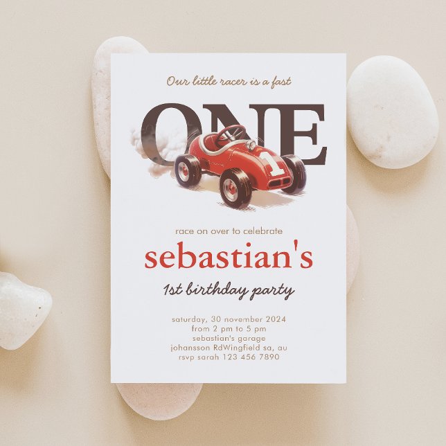 Vintages Red Race Car 1. Geburtstag Einladung (Von Creator hochgeladen)
