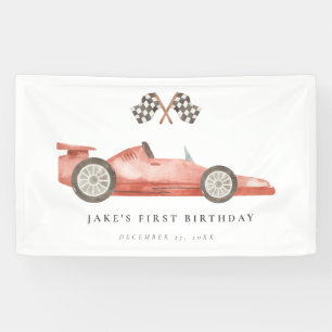 Vintages Red Race Car Banner
