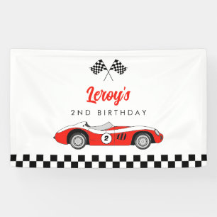 Vintages Red Race Car Boy 2. Geburtstag Party Banner