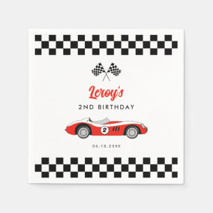 Vintages Red Race Car Boy 2. Geburtstag Party Serviette
