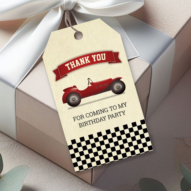 Vintages Red Race Car Kindergeburtstag Gastgeschen Geschenkanhänger (Von Creator hochgeladen)