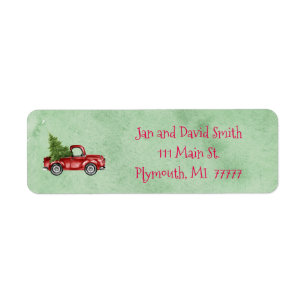 Vintages Red Truck Address Label