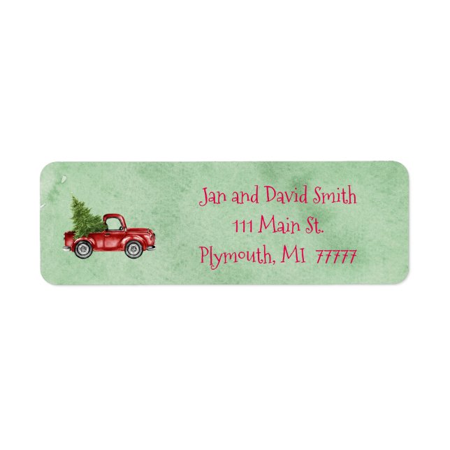 Vintages Red Truck Address Label (Vorne)