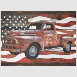 Vintages Red Truck American Flag Tissue Paper Seidenpapier