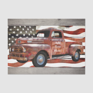 Vintages Red Truck American Flag Tissue Paper Seidenpapier