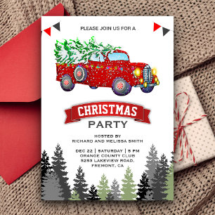 Vintages Red Truck Weihnachts-Party Einladung