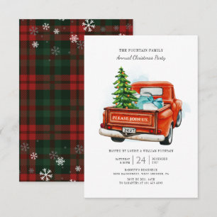 Vintages Red Truck Weihnachtsbaum Party Mitteilungskarte