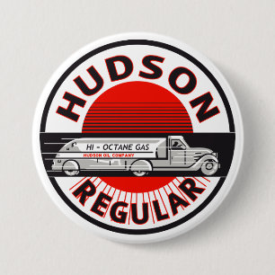 Vintages regelmäßiges Benzinzeichen des Hudsons Button