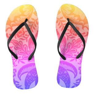 Vintages Regenbogen-Botanisches Muster Flip Flops
