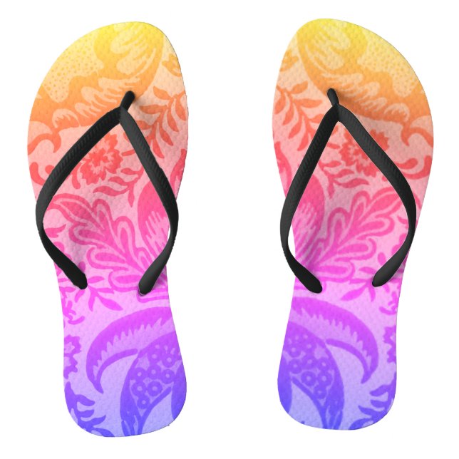 Vintages Regenbogen-Botanisches Muster Flip Flops (Fußbett)