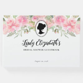 Vintages Regency-Brautparty mit Blumenrot Gästebuch