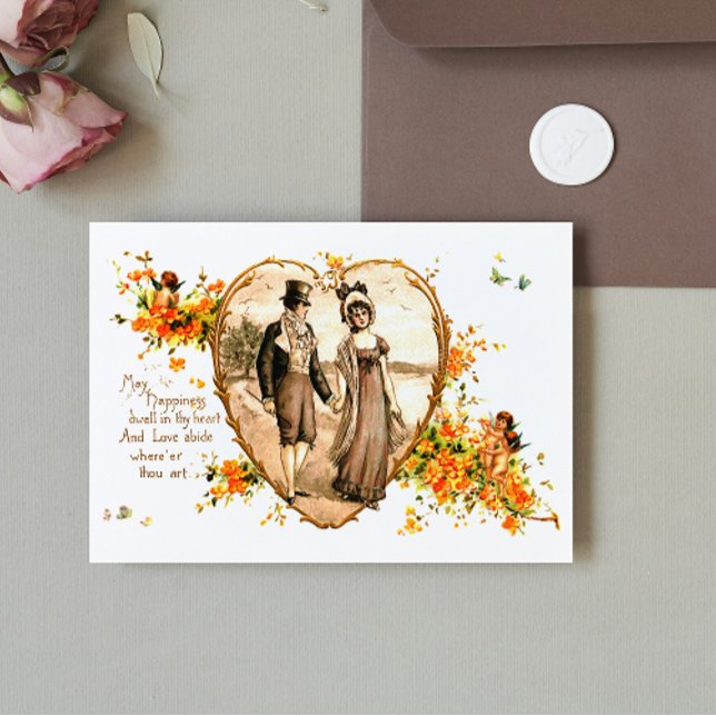 Vintages Regency Couple Valentine Feiertagspostkarte (Von Creator hochgeladen)