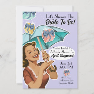 Vintages Regenschirmdusche Party Einladung - Viole