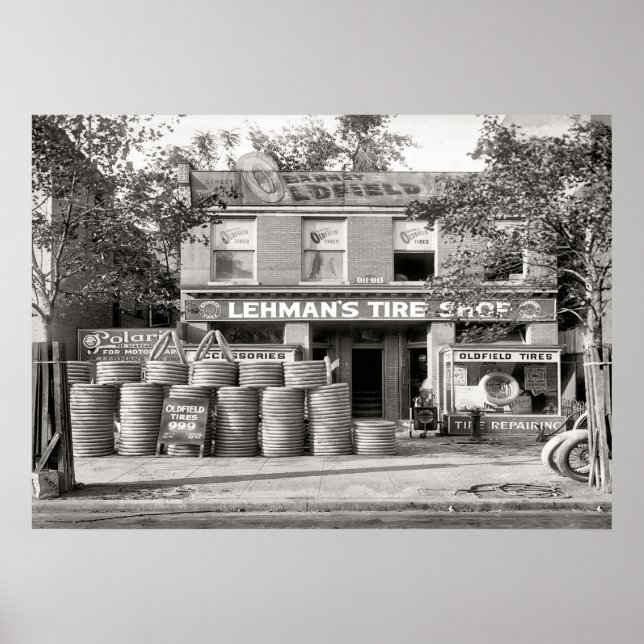 Vintages Reifen-Shop-Poster Poster (Vorne)