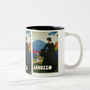 Vintages Reise-Plakat Abruzzos, Italien Zweifarbige Tasse