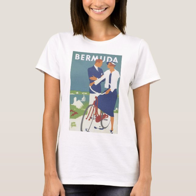 Vintages Reise-Plakat Bermudas T-Shirt (Vorderseite)