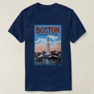 Vintages Reise-Plakat Boston-Hafen-Massachusetts T-Shirt