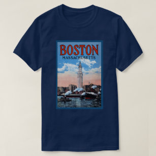 Vintages Reise-Plakat Boston-Hafen-Massachusetts T-Shirt