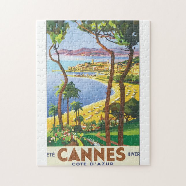 Vintages Reise-Plakat Cannes Cote d'Azur Puzzle (Vertikal)