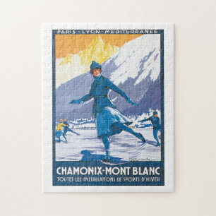 Vintages Reise-Plakat Chamonix der Montblanc Puzzle