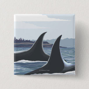 Vintages Reise-Plakat der Orca-Wal-#1- Button