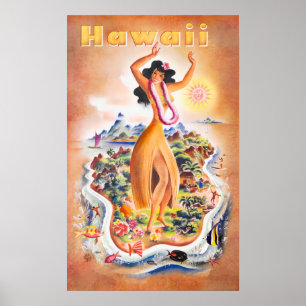 Vintages Reise-Plakat Hawaiis Poster