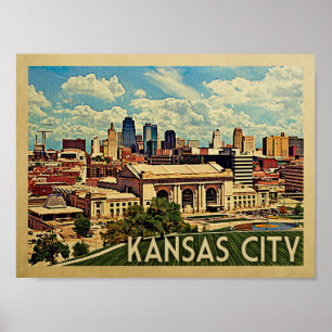 Vintages Reise-Plakat Kansas City Poster