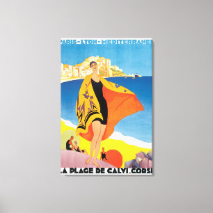 Vintages Reise-Plakat La-Stranddes Calvi Corse Leinwanddruck