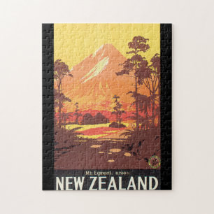 Vintages Reise-Plakat Mt. Egmont Neuseeland Puzzle