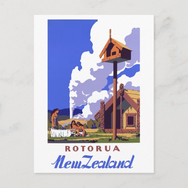 Vintages Reise-Plakat Neuseelands wieder Postkarte (Vorderseite)