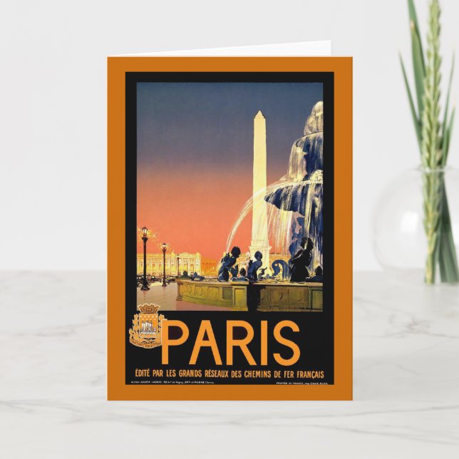 Vintages Reise-Plakat Paris Feiertagskarte (Vorderseite)