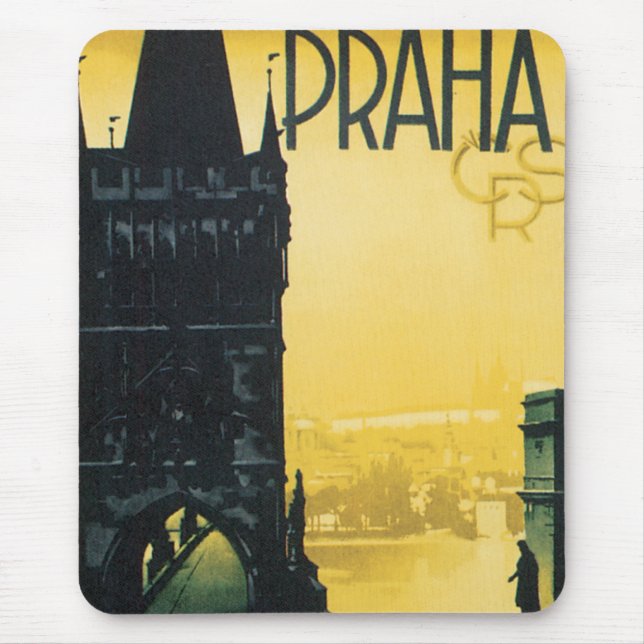 Vintages Reise-Plakat Prags Mousepad (Vorne)