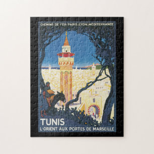 Vintages Reise-Plakat Tunis Puzzle